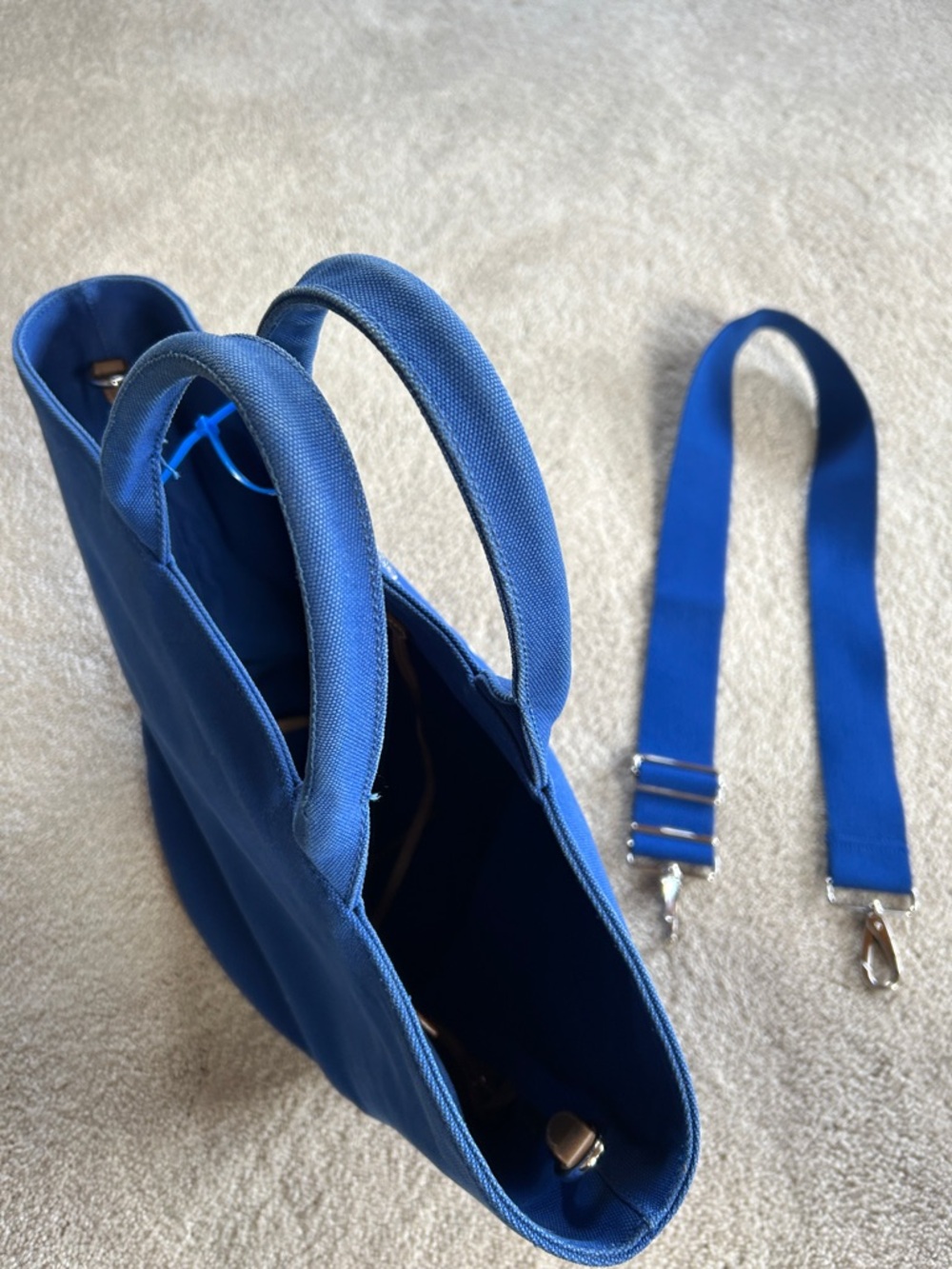 Prada Blue Canvas Tote with White Logo Large w COA - Picture 10 of 10